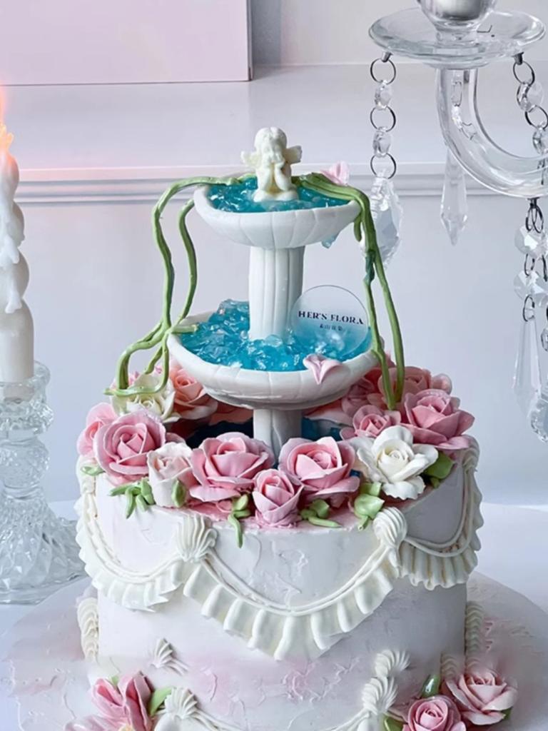 Angel Birthday Cake Decoration Silicone Mold Sugar Art Mould Kitchen Baking Tools Vintage Water Column Design