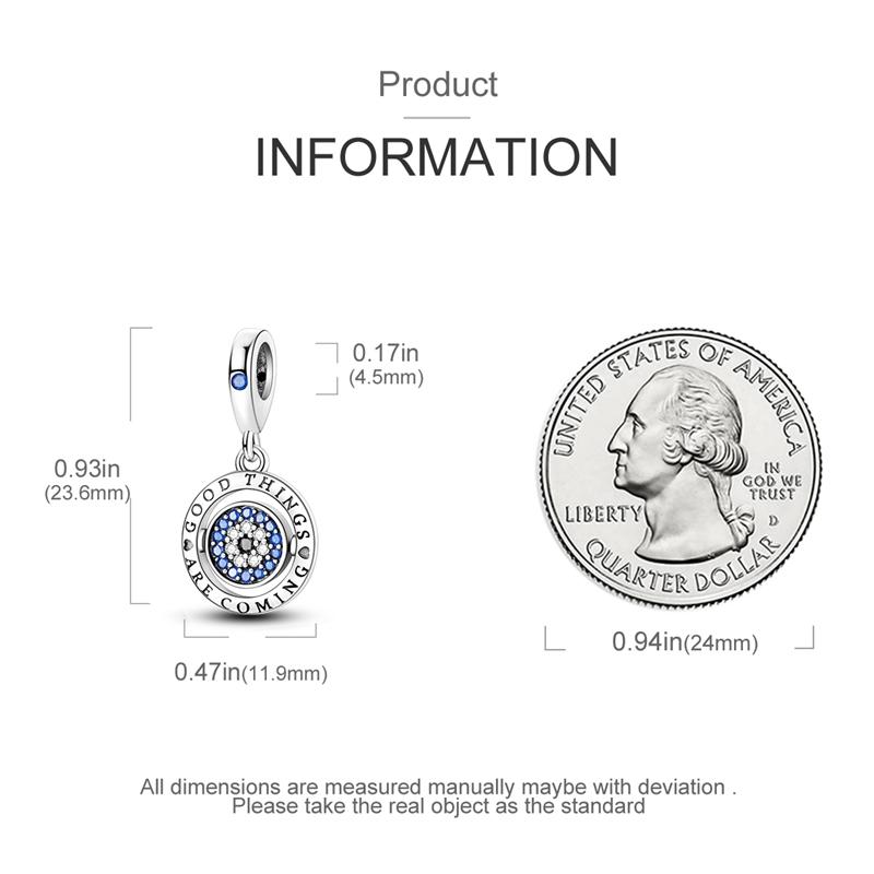 Charms Original Copper Blue Zircon Rotating Eye Pendant Beads Fit Bracelet Women Jewelry Diy Fine Gift Accessory