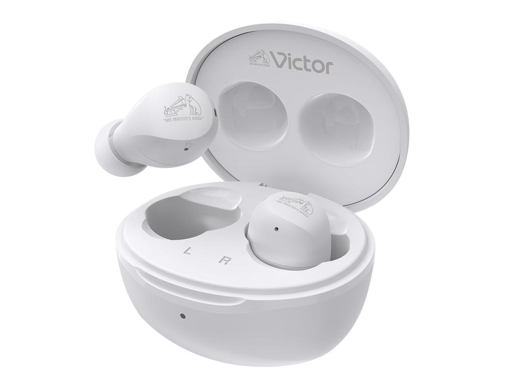 JVC Kenwood Victor HA-A6T-W Wireless Earbuds, Bluetooth Ver. 5.4, 23 Hours of Playtime, with Microphone, Compact, Lightweight, Waterproof, White