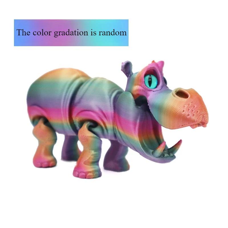 

3D Печать Фигурки Гиппопотама Многосуставное Подвижное Моделирование Животного для Домашних Аксессуаров Детский Подарок Украшение Гостиной