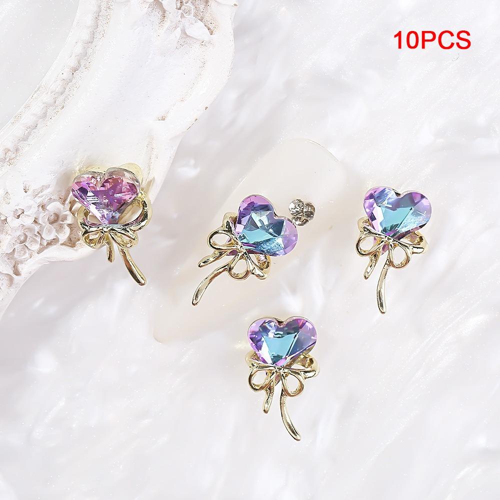10PCS Crooked Heart Nail Art Charms Translucent Nail Jewelry Manicure Charms  DIY Decoration
