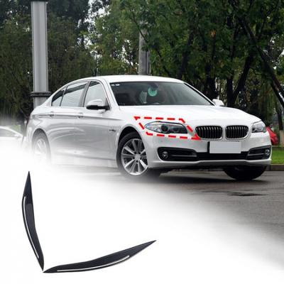 Glossy Piano Black Headlight Eyebrow Cover Trim For BMW 5 Series F10 2014-17