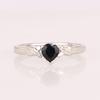 925 Sterling Silver Black Sapphire Heart Ring with White Diamond Accents Handmade Fine Jewelry Gift for Her