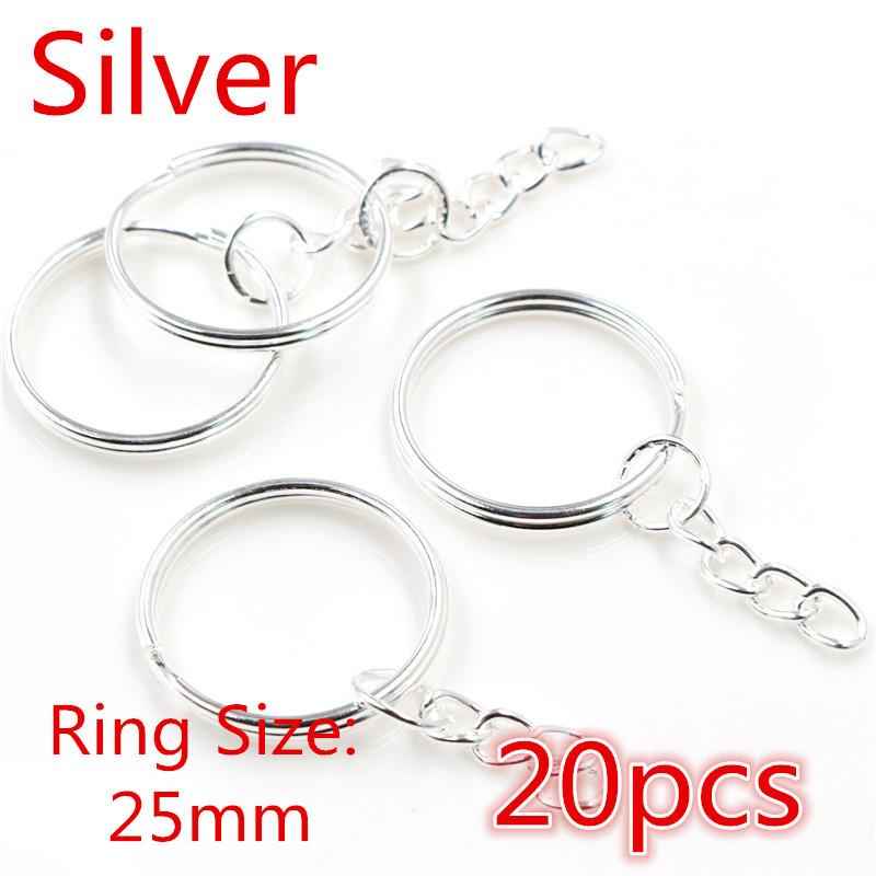 20pcs 25mm 28mm 30mm Rings Keychain Key Ring Chain Multi-colors Round DIY Jewelry Making Accessories Findings
