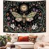 Mystische Himmelsmotte Wandteppich, Boho Sonne Mond Pilz Blumendruck Großer Wandbehang für Schlafzimmer Wohnzimmer Ästhetische Dekoration