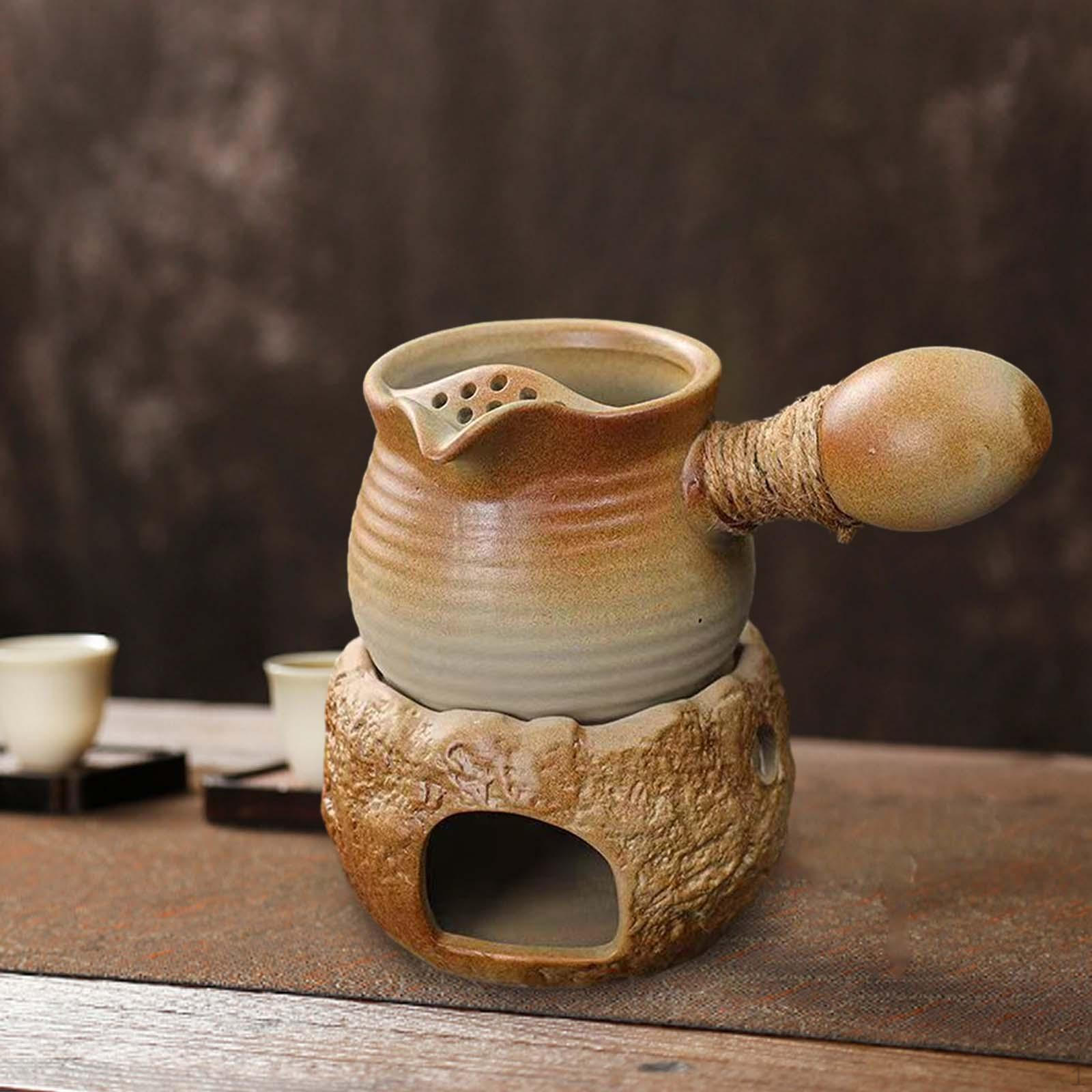 Ceramic Teapot with Infuser and Warmer Cooking Tea Pot Easy to Clean Small Boil Water 15oz for