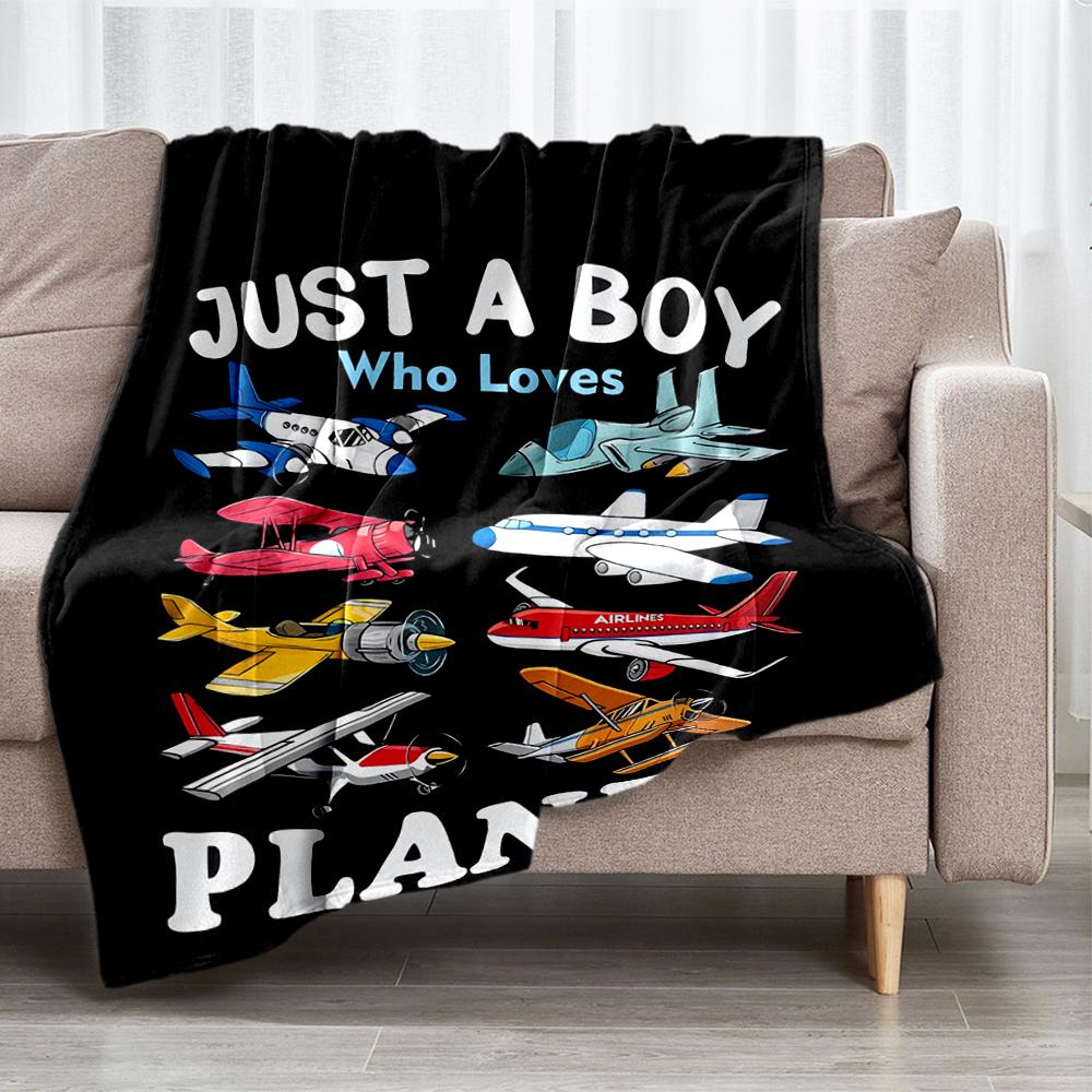 Airplane Theme Printed Blanket - Perfect for Couch, Bed, Travel & Outdoor Use | Machine Washable, Cozy & Durable.