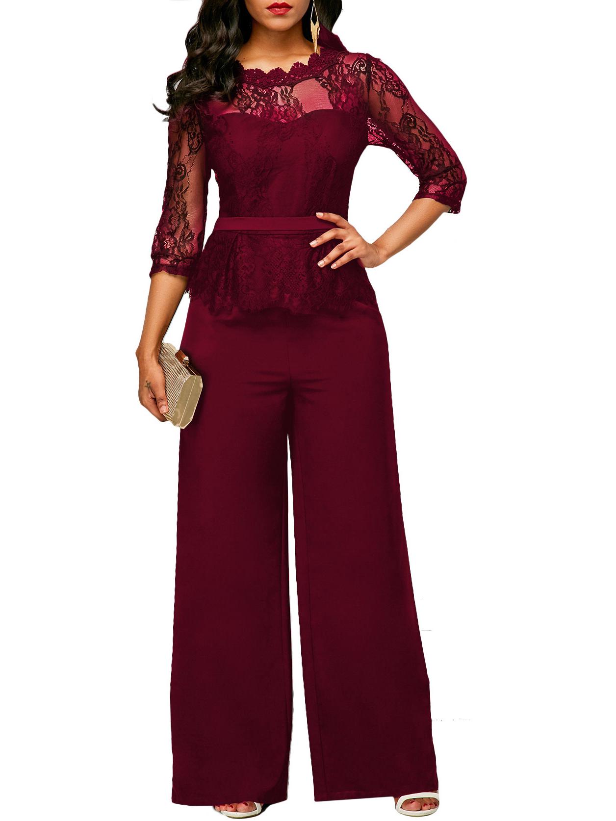 

Летний женский сексуальный кружевной комбинезон в европейском и американском стиле 2019 года XL красный