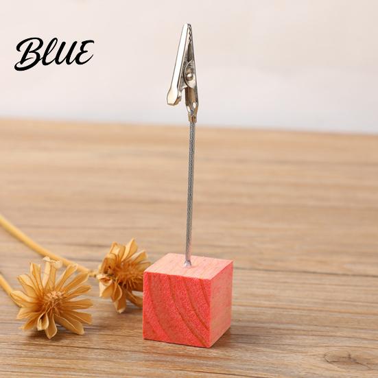 Organizzatore da scrivania per ufficio 2 pezzi Base cubica in legno Portamemo con clip Mini