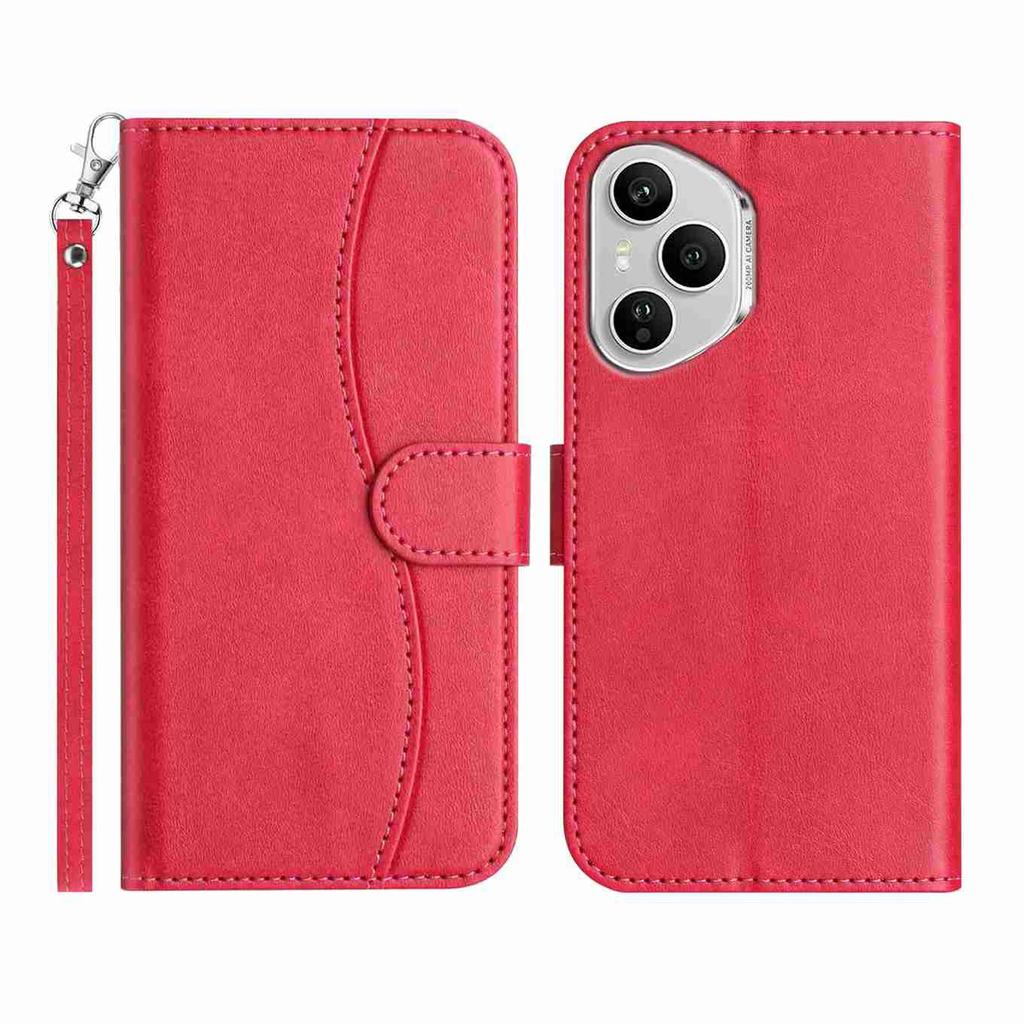 Stand Case for Honor 400 Pro 5G (Global)G PU Leather Wallet Phone Cover S Shape Stitching Design with Strap