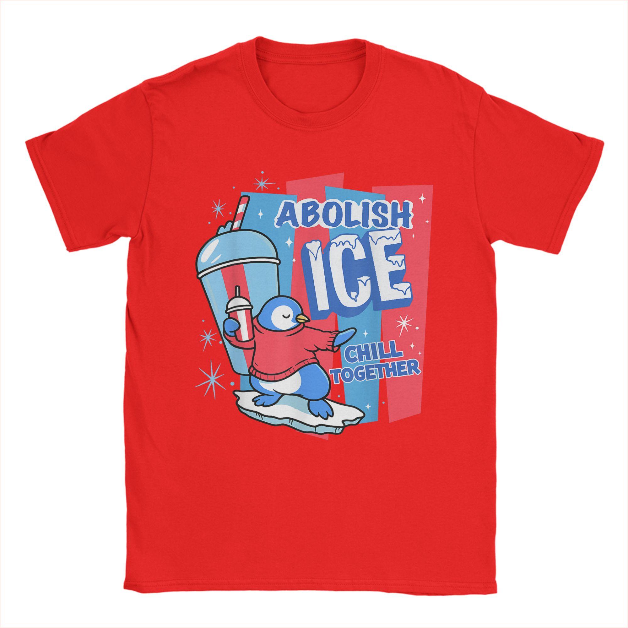 Abolish The Ice Penguin Slush Drink Funny Summer Chill Mode Cotton TShirt For Men Beach  TShirts O Neck Fashion Tee Shirt S