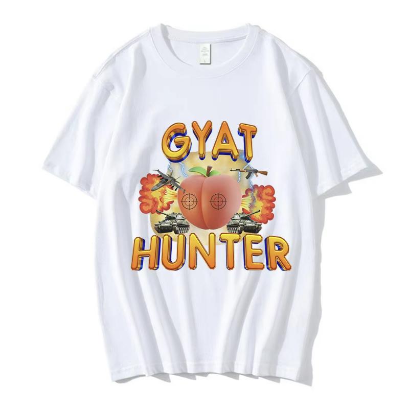 Gyat Hunter Funny Meme T-Shirt Women Fashion Vintage Short Sleeve T-shirts 100% Cotton Casual Loose Oversized T Shirt Streetwear