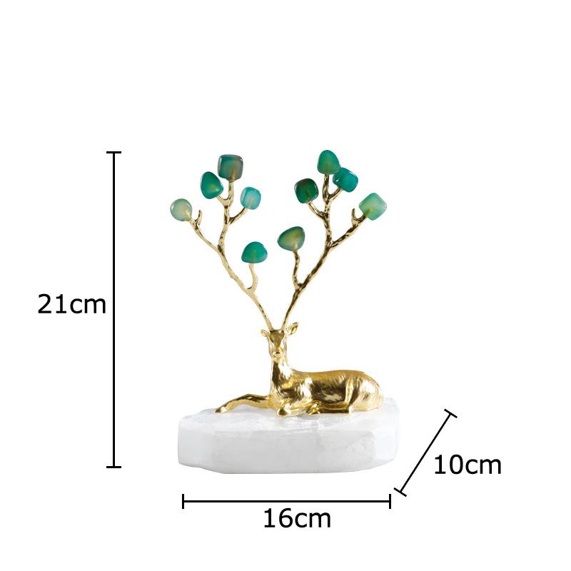 

Green Agate Antler Golden Deer Statue Desk Decoration Gold-plated Deer Sculpture Creative Crafts Ornaments Room Aesthetic Decor