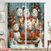 2pcs,2D plane printing Popular Curtain Panels Cute Snowmen Forest Friends Versatile 100% Polyester (without rod) Decorations For