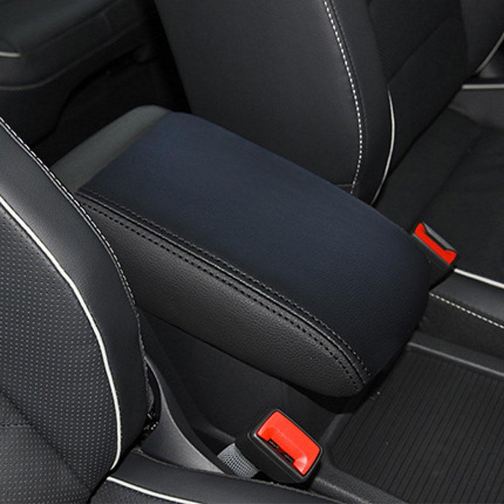For Volkswagen VW Tiguan 2017 2018     MK2 Microfiber Leather Car Armrest Box Protector Cover Car Accessories Black-thread