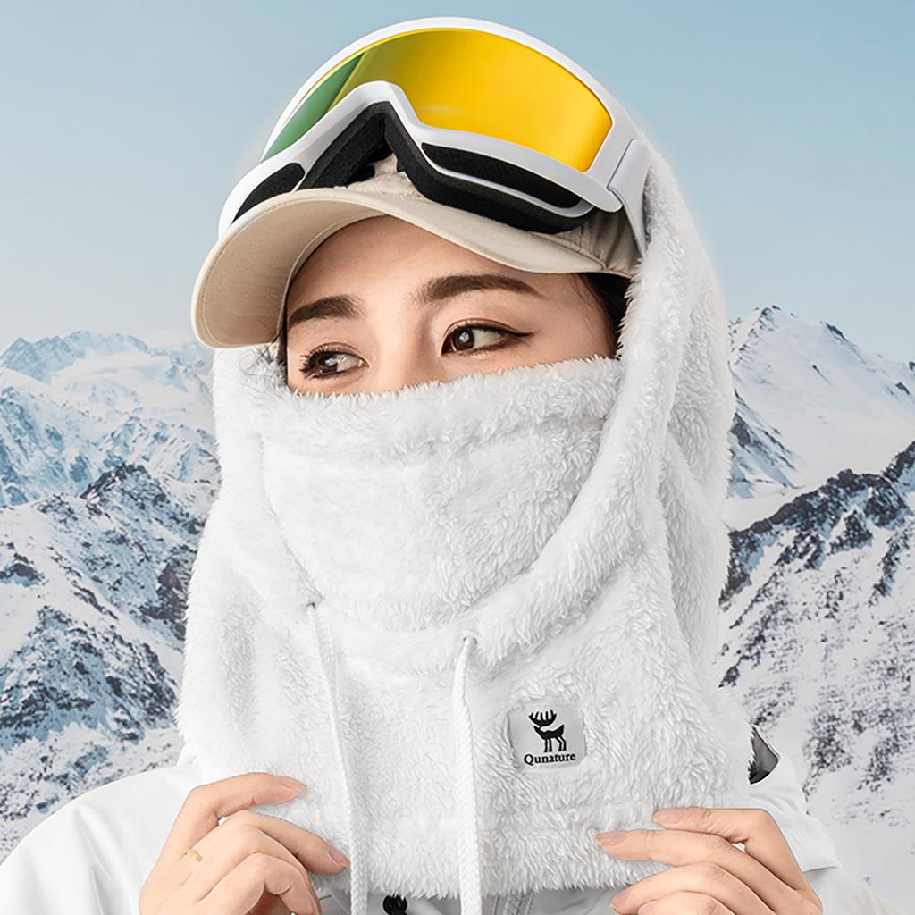 Warm fur balaclava for winter skiing Arctic Velvet size L - white