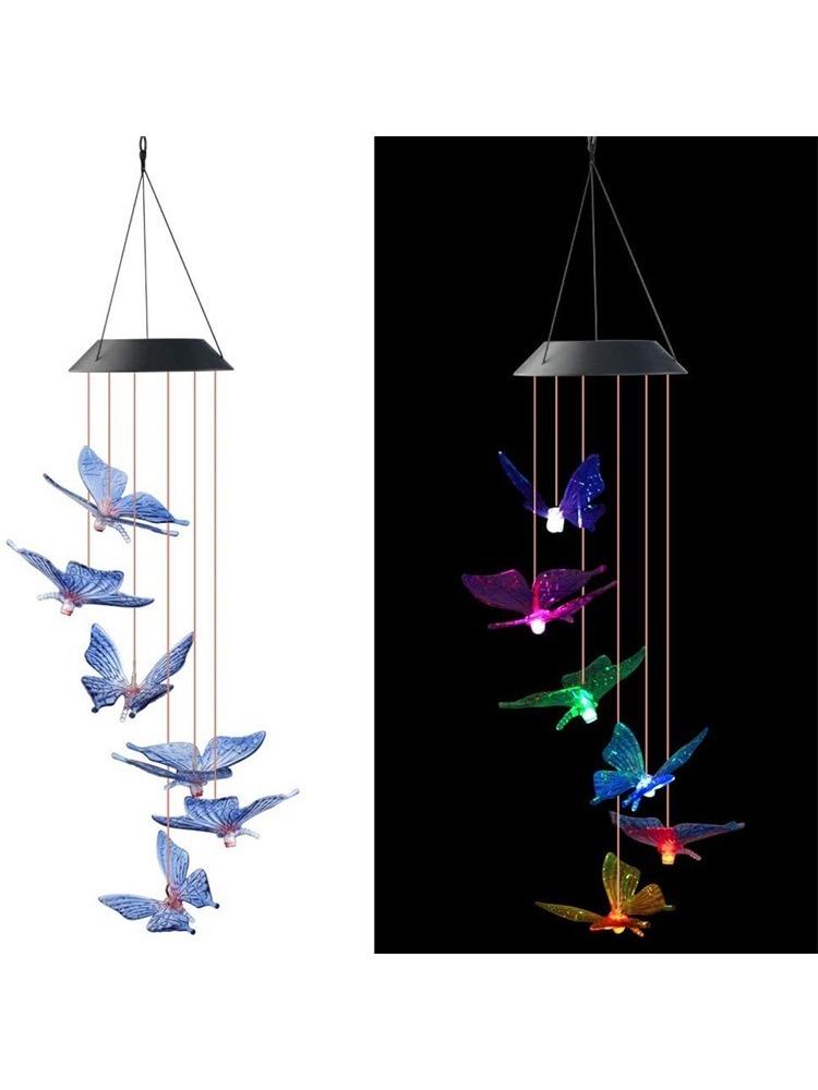 1 Stück LED Farbwechsel Schmetterling Libelle Kolibri Solar Windspiele Außen Wasserdicht Geburtstagsgeschenke