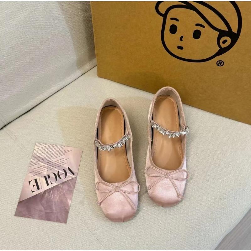 

Small man increases height 5cm ballet shoes for women, spring and autumn rhinestone bow, light mouth satin outer wear, single shoes for women 34 розовый