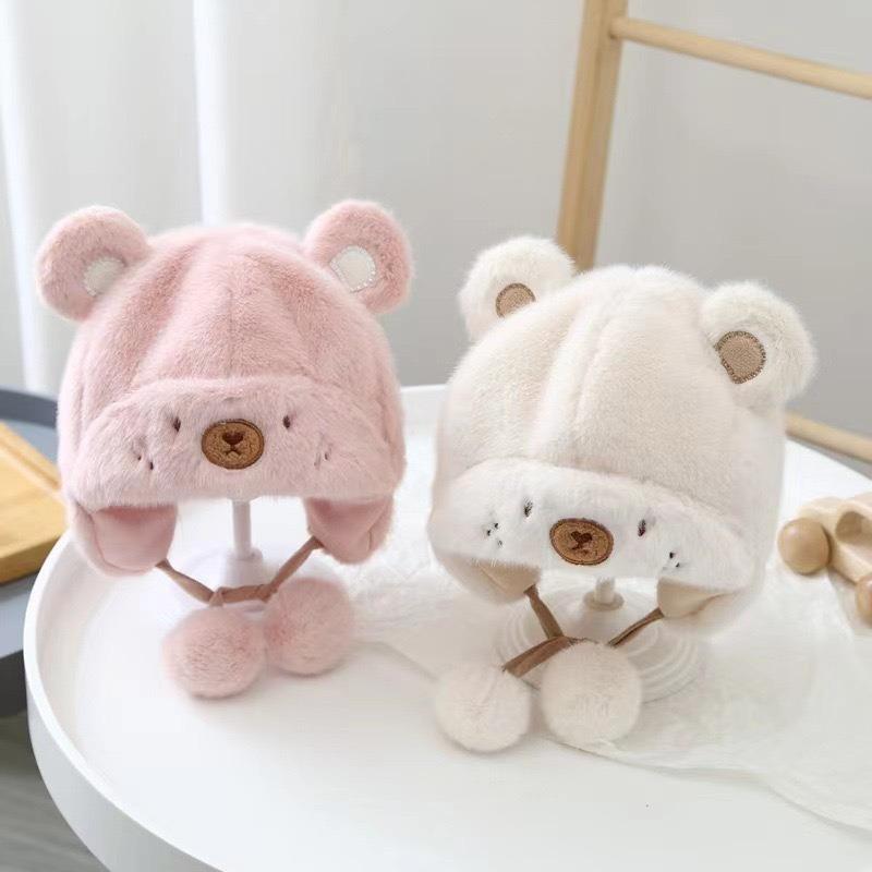 0-6M Baby Hat Autumn and Winter Six-month Baby Hat Plush Winter Male Treasure Cute Super Cute Winter Princess Ear Protection