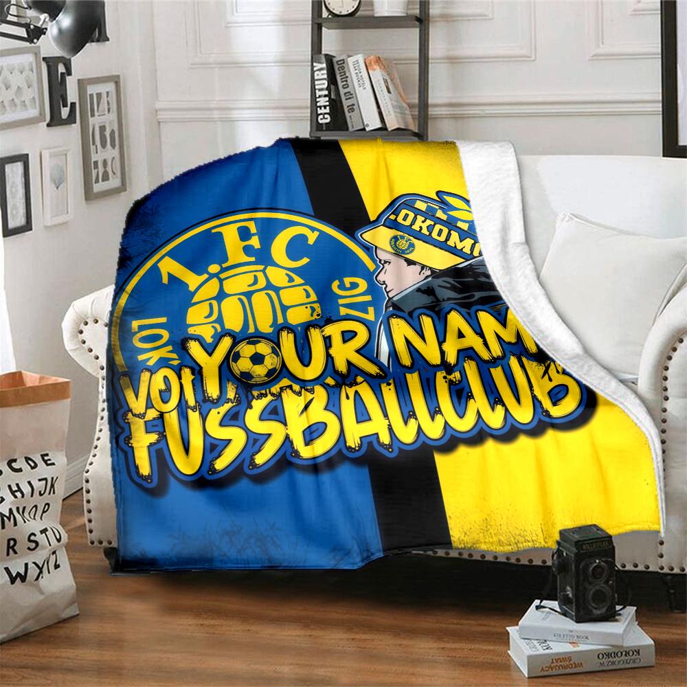 1PC 1 Fc Lokomotive Leipzig Custom Name Patterned Flannel Blanket Suitable For All Seasons for Home Decor Warmth and Comfort Gifts Holiday Present