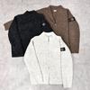 Mens Knit Cardigan With Stand Collar Zipper Front Loose Fit Cotton Wool Blend Sweater Fall Casual Streetwear
