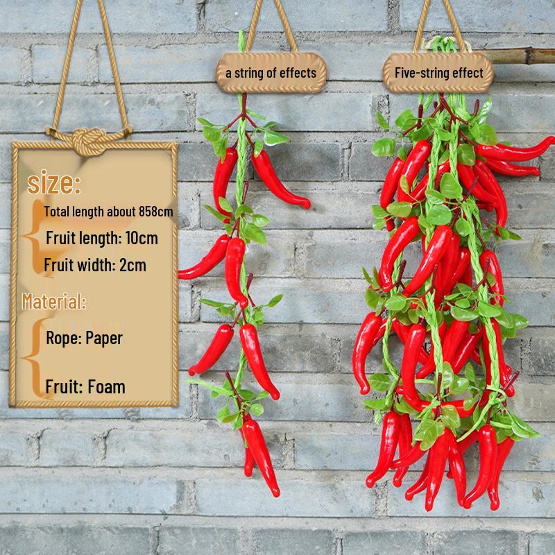 Farmhouse Decor: Pepper, Corn, Garlic, Veggie Fruit Skewers with Hemp Rope
