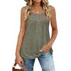 Women's Fashionable Plain Color, Round Neck, Button-Decorated Sleeveless Vest Top, Suitable For Both Inner And Outer Wear.