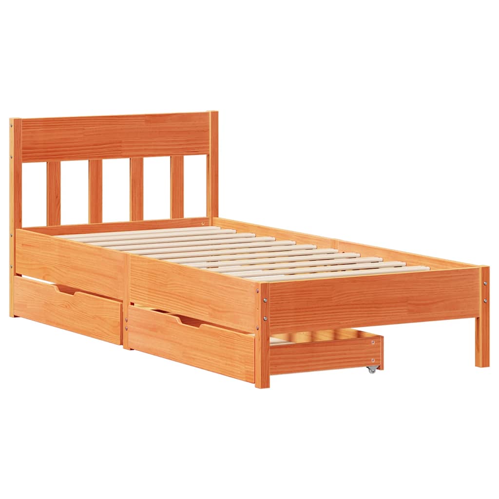 Solid Wood Bed Without Mattress Wax Brown 100x200 Cm Pine Wood
