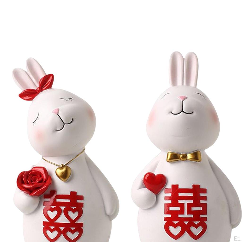 Bunny Couples Ornament Sculpture Figurine Statue Elegant Animal Collectible Art Crafts Cute for