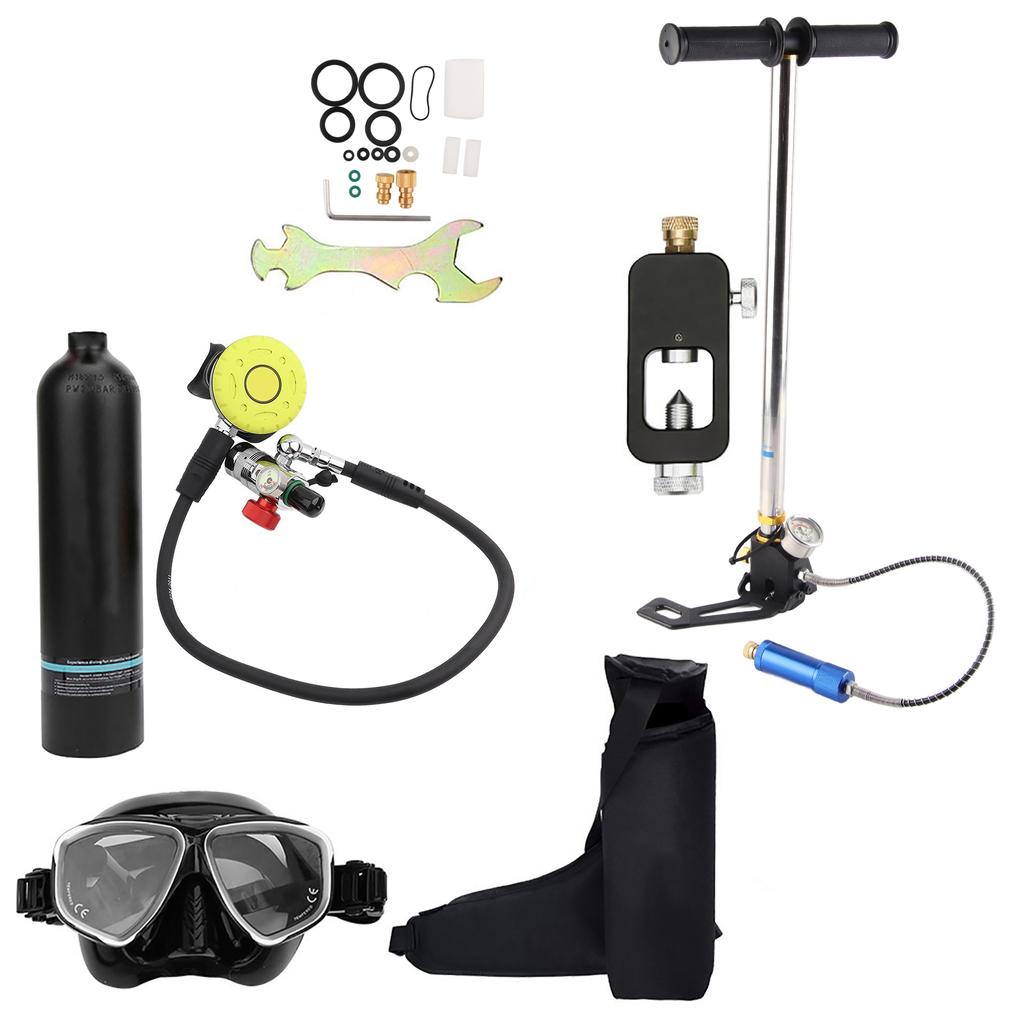 1L Underwater Respirator Scuba Diving Cylinder Snorkeling Oxygen Tank with Inflator Dive Equipment Kit