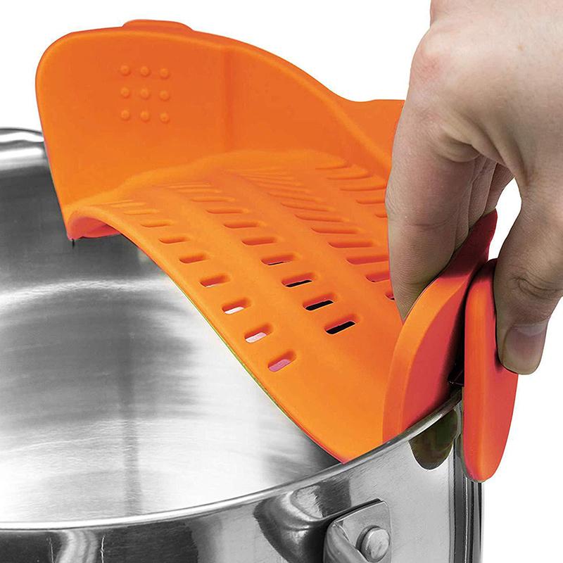 1Pc Adjustable Silicone Clip On Strainer For Pots Pot Strainer Kitchen Pot Strainer Handheld Drainer For Noodles Pasta