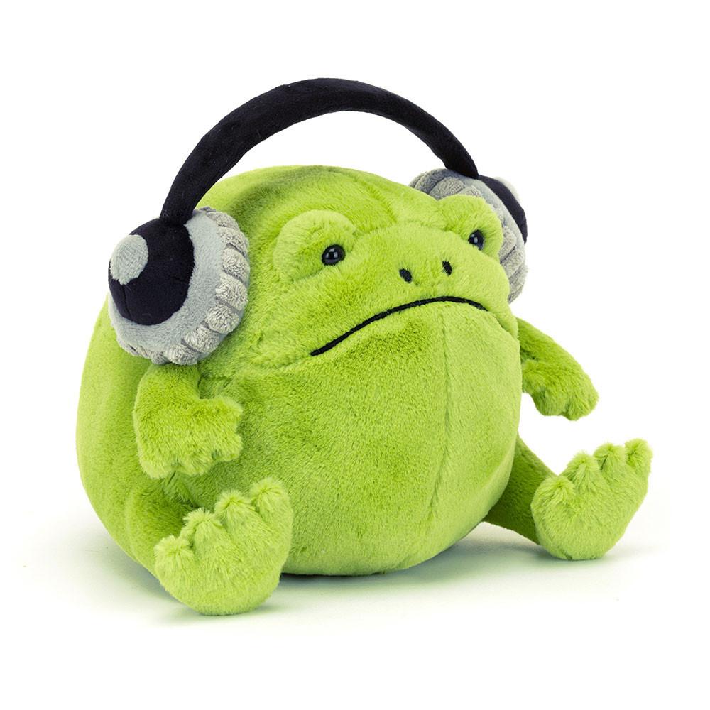 

JELLYCAT Amphibious & Crawling Series Ricky Rain Frog Headphones Rain Frog Headphones Green Doll Plush Doll Sitting Height 15cm High