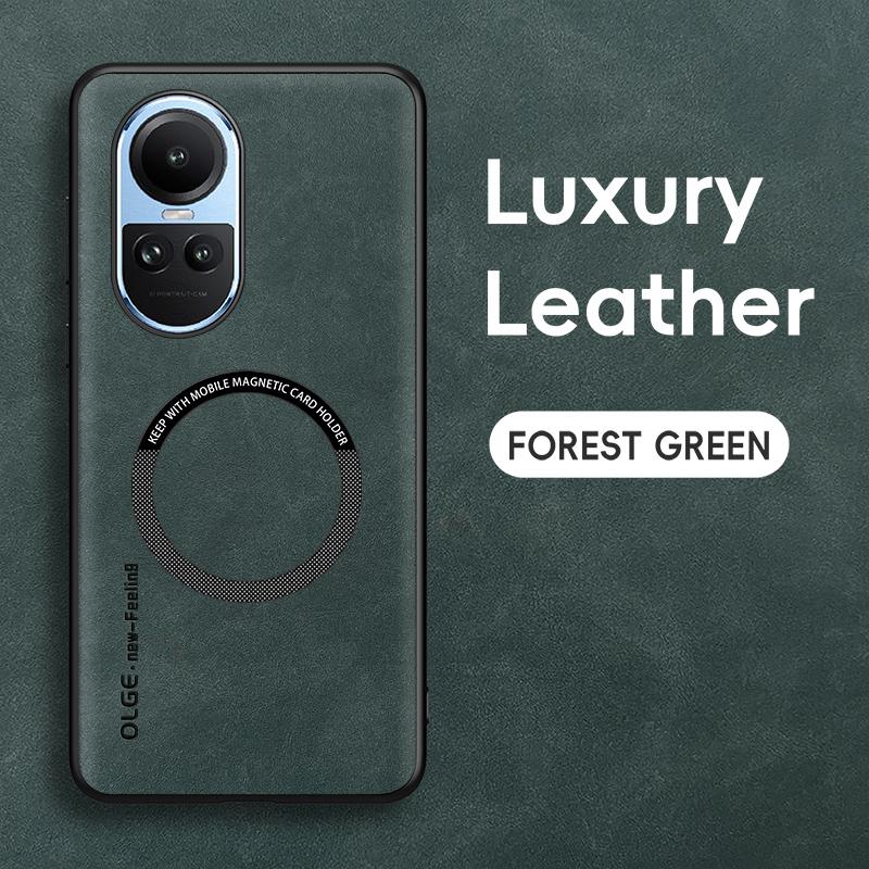 

Magnetic Retro Leather Soft Case For OPPO Reno10 Pro Reno 10 Pro 5G Wireless Charging Phone Case Cover For Reno10 Pro зелёный