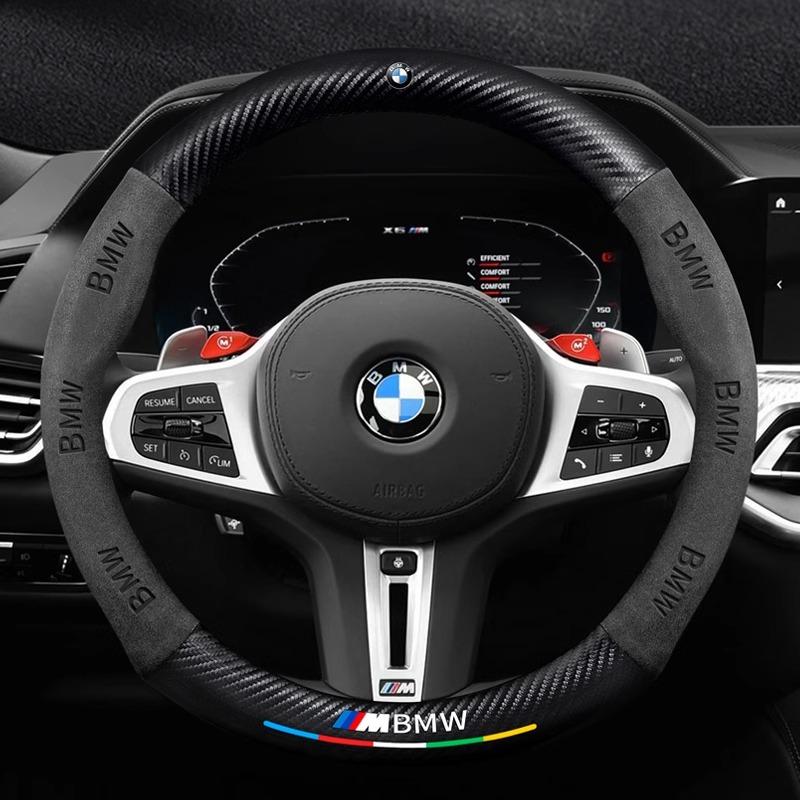 Car Carbon Fiber Suede Steering Wheel Cover For BMW M Power X3 X4 X5 X7 E36 E39 E46 E60 E65 E90 F10 F15 F20 F25 F30 G20 G30 G05