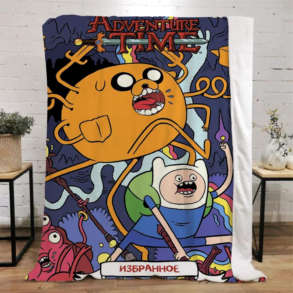 Adventure Time Coperte Spesse per l'Inverno Coperta Letto Lavorata a Maglia a Quadri Casa e Decorazione Biancheria da Letto in Microfibra Asciugamano da Spiaggia Coperta per Riposo