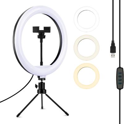 Luz de Anillo con Soporte, Luz de Anillo de 10 Pulgadas con Soporte de Trípode y Soporte para Teléfono, Luces Circulares LED para Grabación de Video, Transmisión en Vivo, Maquillaje