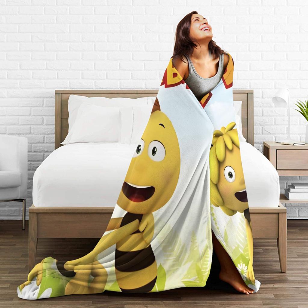 Coperta Maya l'Ape Super Calda Divertente Peluche Biancheria da Letto Coperte per Divano Sedia Letto da Viaggio in Aereo Coperta in Flanella Copriletto