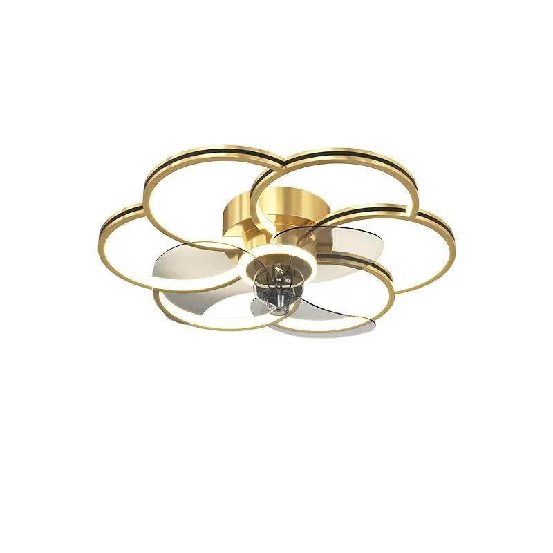 Nordic Home LED Ceiling Fan Light Chandeliers for Living Room Bedroom Dining Room Kitchen Light Indoor Black&Gold Lighting Lamp