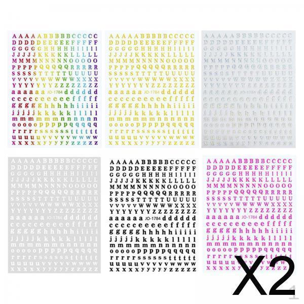 

2x6 листов 3D голографические буквы наклейки для ногтей красочное слово для женщин девушек, многоцветные, 2 шт.