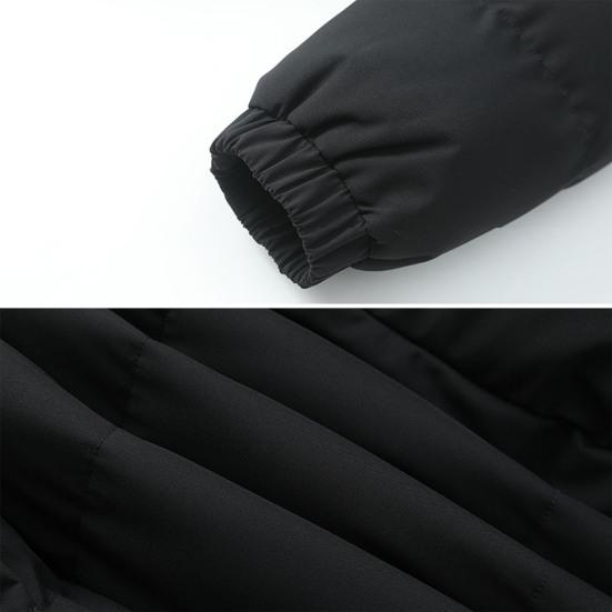 Abrigo de algodón grueso para hombre y mujer, cuello alto, manga larga, color sólido, cremallera, acolchado, bolsillos laterales, abrigo holgado