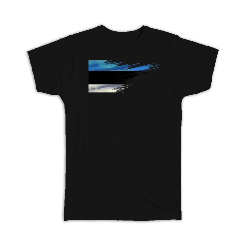Gift T-Shirt : Estonia Flag Modern Country Expat L