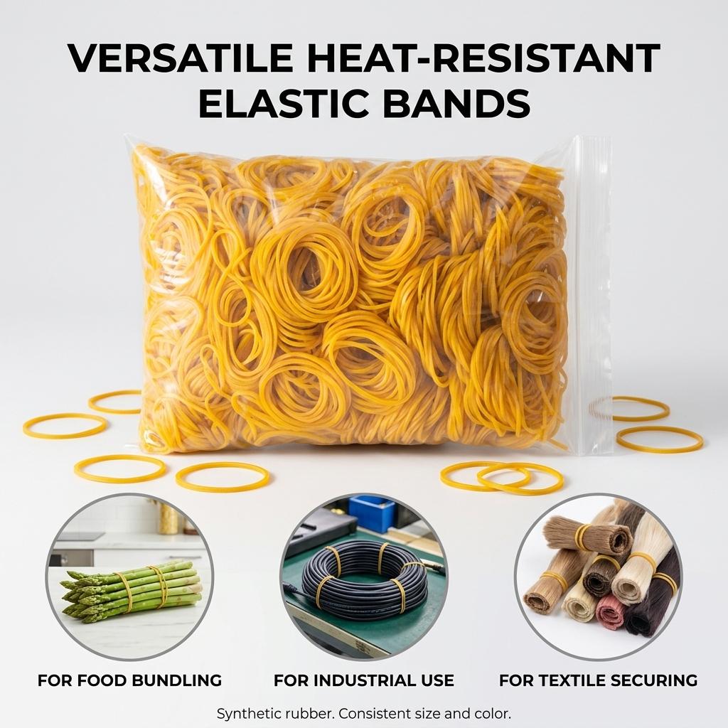 Yellow High-Elasticity Heat Resistant Rubber Bands For Industrial Use