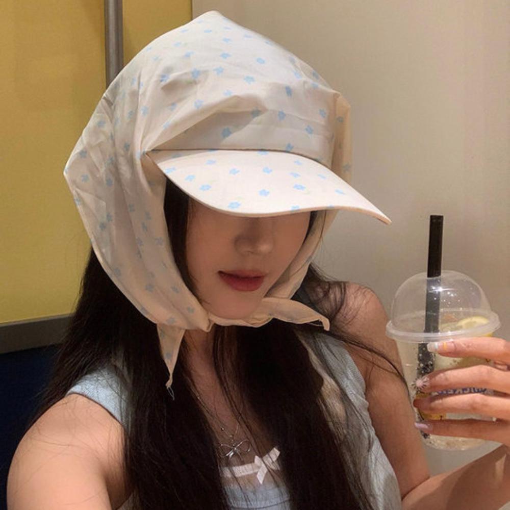 Sunscreen Strappy Bandana Hat Cotton Floral Headscarf Hat Creative Flower Baseball Cap Girl