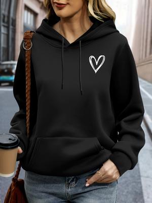 Unisex Fashion Heart Print Hoodie Casual Hooded Sweatshirt for Autumn Winter Women's Oversize Clothing Woman