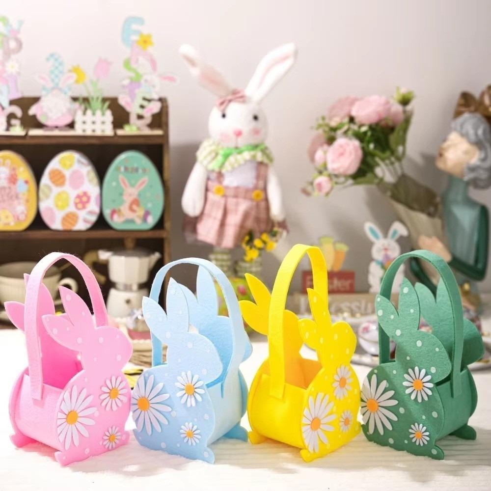 Felt Easter Candy Gift Bag With Handle Easter Bunny Basket Children's Gift Candy Bag  Egg Hunting