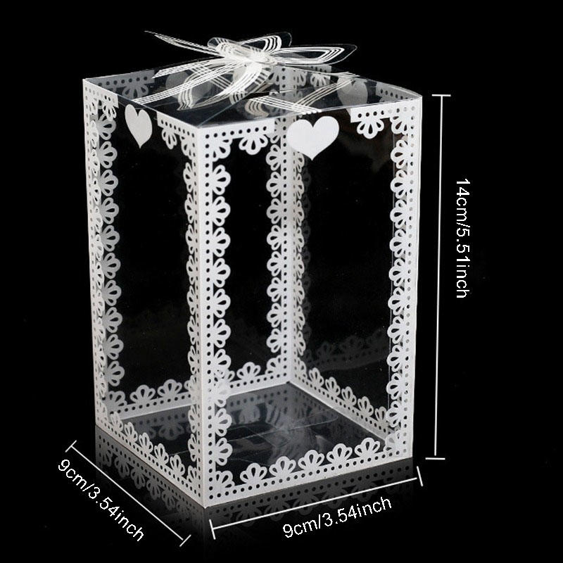 10/20pcs Transparent Gift Box PVC Plastic Clear Packaging Box for Wedding Baby Shower Party Favor Present Chocolate Candy Cake B