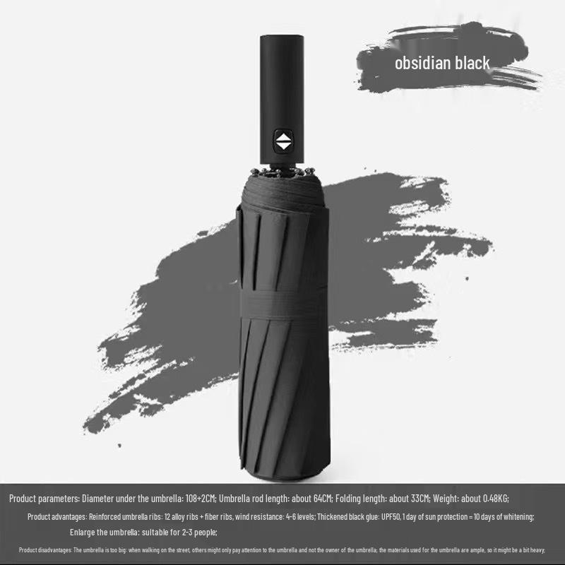 UV Auto Open/Close Large Double Folding Windproof Umbrella for Two, Reinforced for Sun/Rain, Dual Use for Men and Women