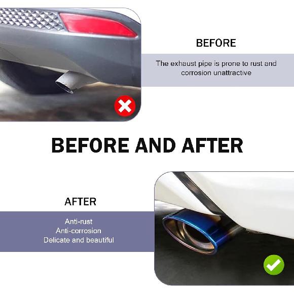 Dual Exhaust Tip, Stainless Steel Bending Muffler Exhaust with Bolt, 2.5" Inlet Dual Tail Pipe Muffler Tip, Exhaust Pipe Modification Accessories,