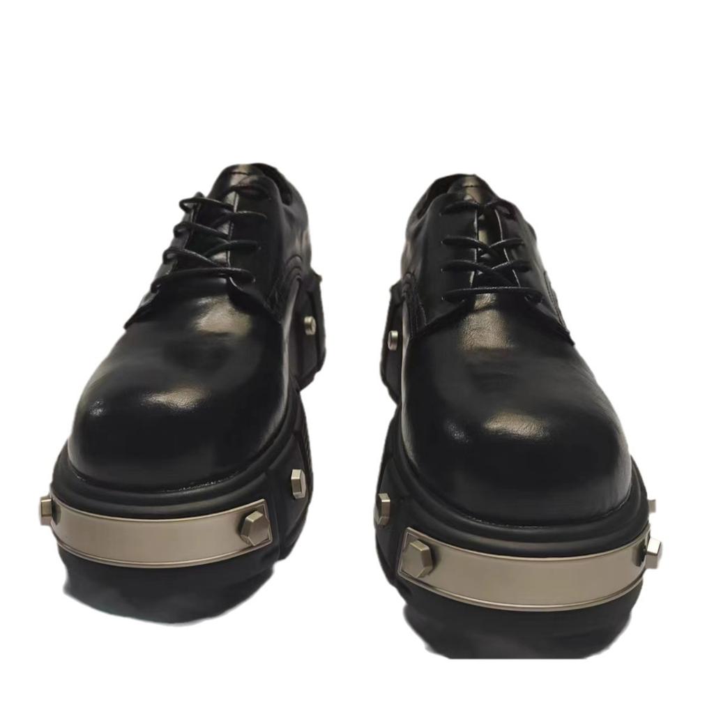 Edgy Platform Derby Shoes, Iron - Head Metal Rivet Chunky Heels, Unisex Cleanfit Trendy Footwear