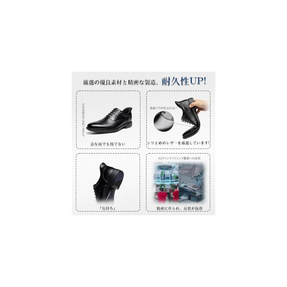 Foxsense Business Shoes [Easy to slip on while standing] Lightweight, genuine leather,